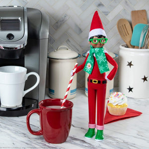The Elf on The Shelf - Magi-Freeze Stand Up Complete Set: Cocoa to Go Barista, Polar Power Hero Set, Holiday Hipster, Retro Rad ’80s Gear, & Glitzy Gala Dress