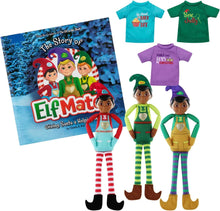 Load image into Gallery viewer, The Elf on the Shelf Elf Mates - Dark Tone Super Pack: 3 Elf Dolls and 3 Shirts