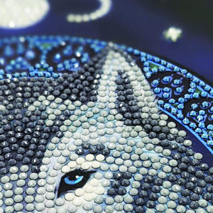 Crystal Art Diamond Painting Notebook - Lunar Wolf