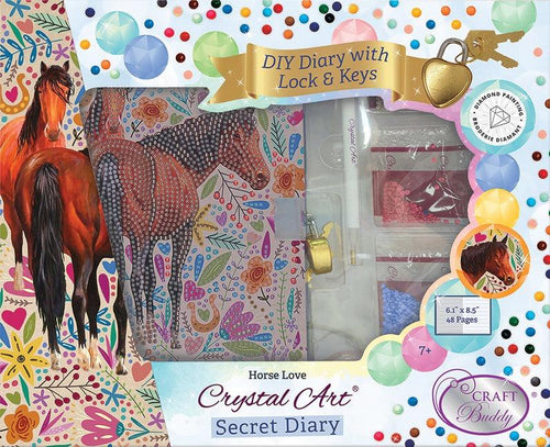 Crystal Art Diamond Painting Kit - DIY Diary with Lock & Keys: Horse Love