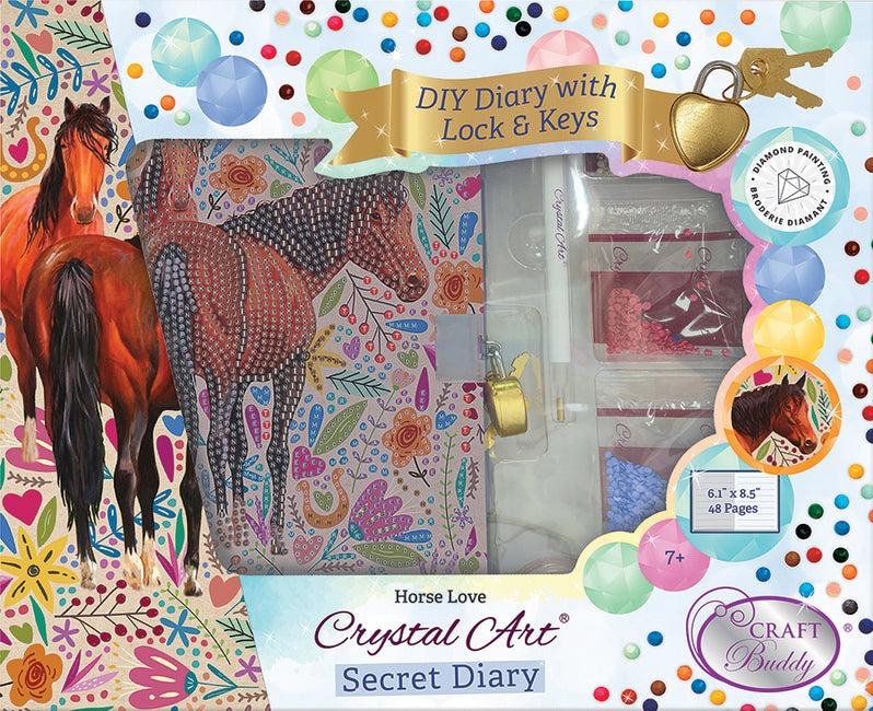 Crystal Art Diamond Painting Kit - DIY Diary with Lock & Keys: Horse Love