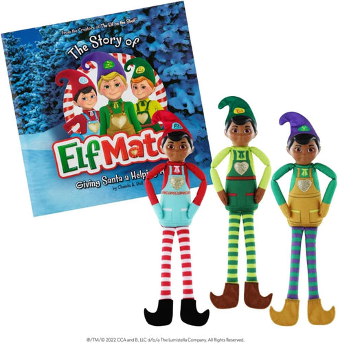 The Elf on the Shelf Elf Mates Three-Pack & Storybook, Chef, Toy Maker, and Cobbler Elves - Dark Edition