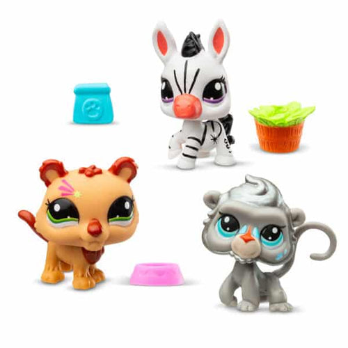 Schylling - Littlest Pet Shop Pet Trio: Zebra, Lion & Baboon