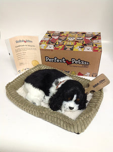 Perfect Petzzz Breathing Plush Cocker Spaniel with a Blue Tote and a Pet Bed