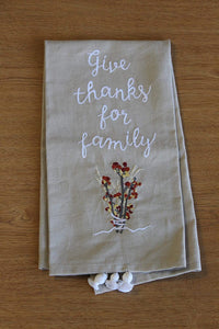 Primitives by Kathy Thanksgiving Kitchen Towel Set of 2 with Cotton Drawstring Bag