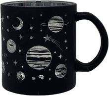 Load image into Gallery viewer, Glass Coffee Mug, 16oz: Frosted Black with Solar System Design