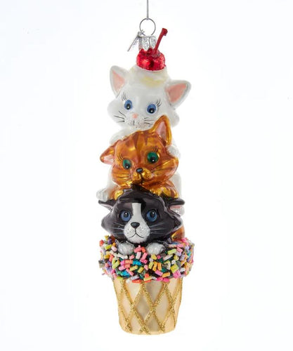 Kurt S. Adler Noble Gems™ Glass Ice Cream Cone Cats Ornament