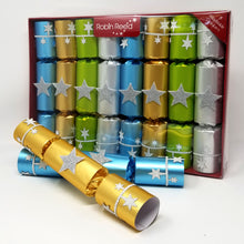 Load image into Gallery viewer, Robin Reed English Holiday Christmas Crackers, Pack of 8 x 10&quot; - Super Glitter Stars