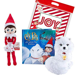 Elf on the Shelf Arctic Fox Tradition Set 12" Plushee Pal Light Girl Elf Snuggler, Exclusive Joy Bag