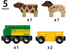 Load image into Gallery viewer, Brio World Farm Train 5 Piece Wooden Toy Train Set for Kids Age 3 and Up