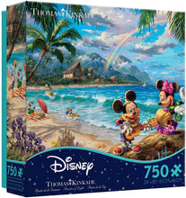 Load image into Gallery viewer, Ceaco Thomas Kinkade The Disney Collection Mickey and Minnie in Hawaii Jigsaw Puzzle, 750 Pieces