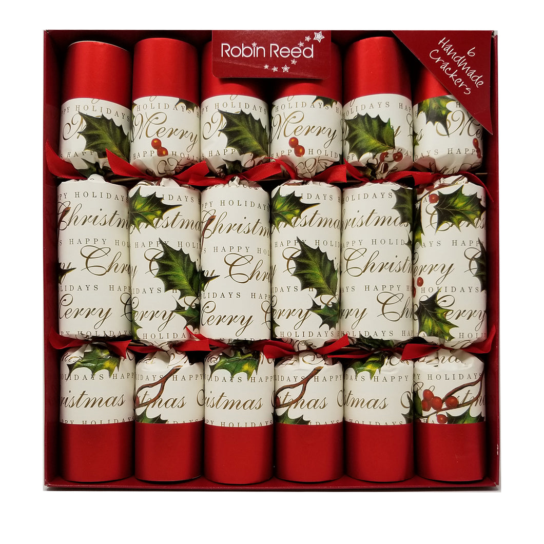 Robin Reed English Holiday Christmas Crackers, Pack of 6 x 12