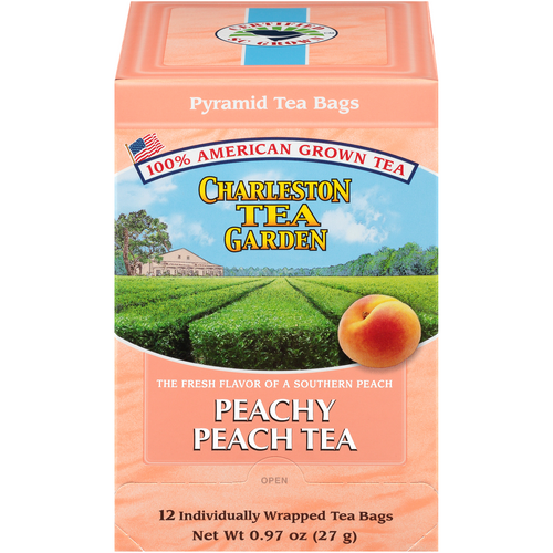 Charleston Tea Garden Peachy Peach Pyramid Teabags 12 Count