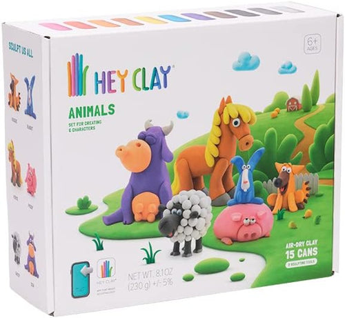 Hey Clay Animals - 15 Cans of Colorful Air-Dry Kids Clay with Interactive App