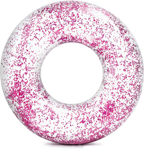 Intex Transparent Glitter Tube Inflatable Swimming Pool Float Raft Ring - Pink