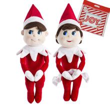 Load image into Gallery viewer, The Elf on the Shelf: A Christmas Tradition - Blue Eyed Boy and Blue Eyed Girl 17&quot; Plushee Pals Set with Zippered Joy Bag