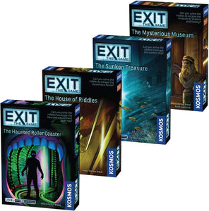 EXIT: The Game 4-Pack Escape Room Beginner Bundle: Haunted Roller Coaster, Sunken Treasure, Mysterious Museum, House of Riddles