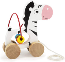 Load image into Gallery viewer, Legler Motor Skills 3-in-1 Playset with Pull-Along Zebra, Stacking Tower &amp; Shape Sorting
