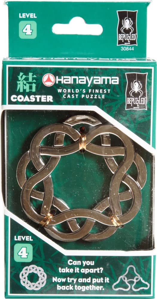 Bepuzzled Coaster Hanayama Cast Metal Brain Teaser Puzzle, Level 4