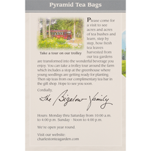 Load image into Gallery viewer, Charleston Tea Garden Earl Grey Tea Individually Wrapped Pyramids 12 Counts
