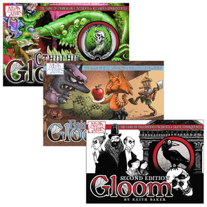 Atlas Games Gloom Set of 3: Gloom Second Edition, Fairytale Gloom, and Cthulhu Gloom