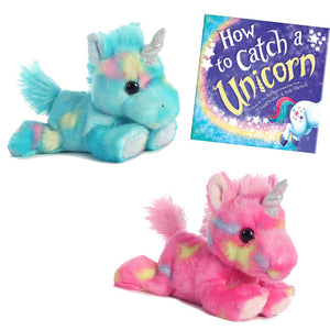 Aurora World How to Catch A Unicorn Bundle: Includes 2 Stuffed Plush Unicorns and Hardcover Storybook