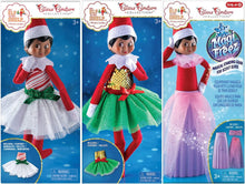 Load image into Gallery viewer, The Elf on the Shelf Claus Couture Glitter Outfit Bundle 3 Pack: Holly Days, Candy Cane, and Magi-Freeze Glitzy Gala