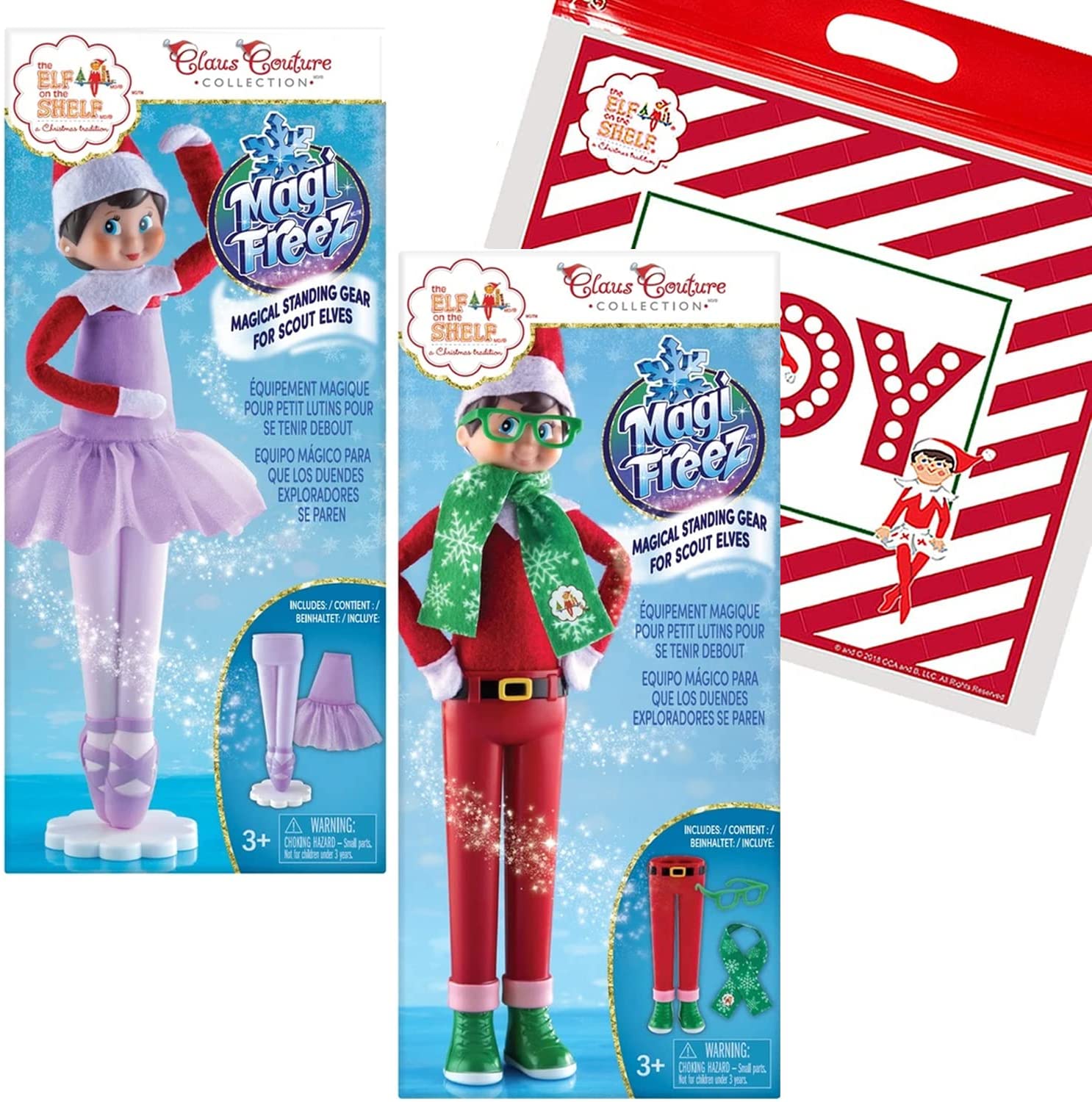 The Elf on the Shelf Magical Standing Power Set of Accessories for Scout  Elf: Tiny Tidings Ballerina Tutu and Hipster, with Joy Bag