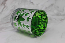 Load image into Gallery viewer, Glass Coffee Mug, 16oz: Metallic Silver and Green Leaf Finish