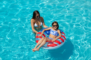 Swimline Americana Inflatable Pool Toys: 22" Glitter Ball 72" Floating Mattress 36" Donut Ring & Bag