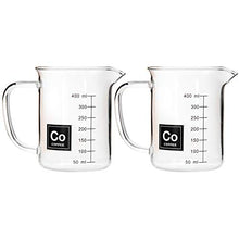 Load image into Gallery viewer, Drink Periodically Set of 2 Beaker Coffee Mugs Clear Glass 13.5oz