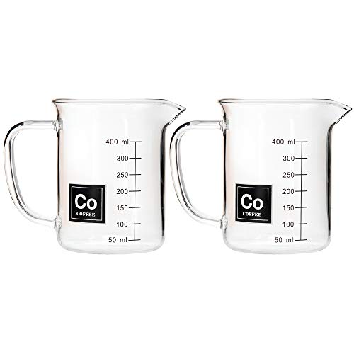 Drink Periodically Set of 2 Beaker Coffee Mugs Clear Glass 13.5oz
