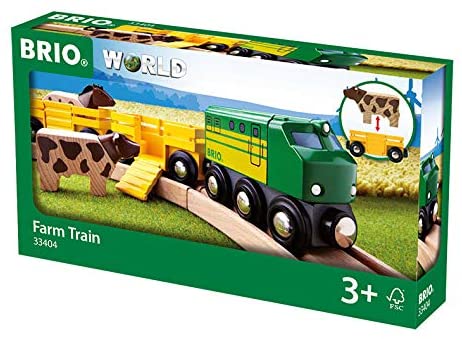 Brio World Farm Train 5 Piece Wooden Toy Train Set for Kids Age 3 and Up