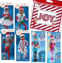 Load image into Gallery viewer, The Elf on the Shelf Claus Couture Set 6: Candy Cane Dress, Karate Kicks, Groovy Greetings Hoodie, Wonderland Onesie, Cocoa to Go, Rainbow Snow Pixie