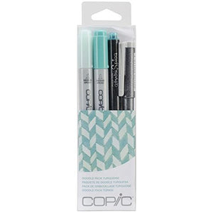 Collection of Copic Marker Doodle Pack – 3 Colors – Turquoise, Yellow and Pink