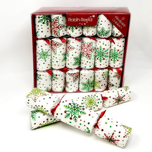 Robin Reed English Holiday Christmas Crackers, Pack of 12 - 10" Multi Glitter Snowflake