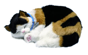 Perfect Petzzz Breathing Plush Calico Cat with Food, Treats, Chew Toy & Myriads Drawstring Bag