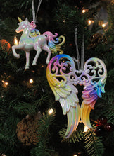 Load image into Gallery viewer, Kurt Adler Fantastical Christmas Ornament Set of 5: 2 Unicorns and 3 Shimmering Wings, with Hangers