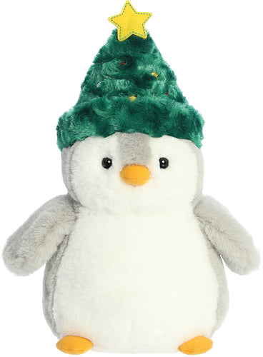 Aurora Pompom Holiday Penguin Plush - Festive Hat, 12