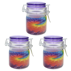 Airtight Glass Storage Jars, Set of 3: Tie Dye - MEDIUM