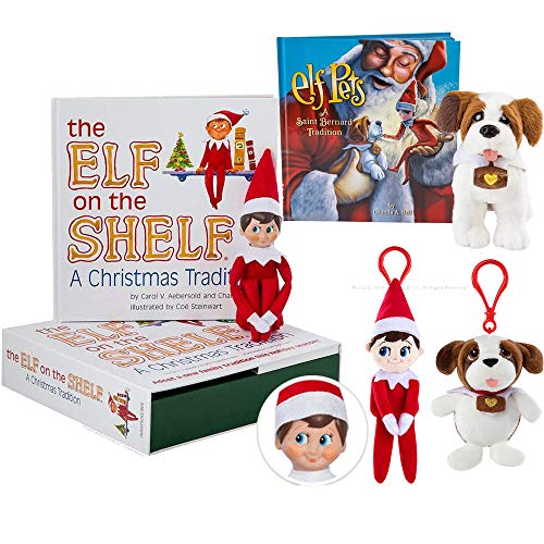 The Elf on the Shelf Starter Set: Light Boy Elf, St Bernard Pet, Matching 4