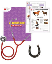 Load image into Gallery viewer, Little Medical School Veterinarian Horse Activity Set - Comes With Real Stethoscope