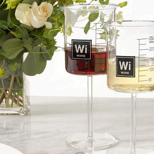Drink Periodically Set of 4 Lab Beaker Wine Glasses with Periodic Table Wine Element Square