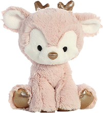 Load image into Gallery viewer, Aurora 8&quot; Reindeer Stuffed Animal Trio: Rose Gold, Sterling Silver and Brown with Drawstring Bag