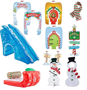 Elf on the Shelf Snowy Set: Magic Portal Door and Slide, Silly Snowman, Snowflake Sled & Scarf