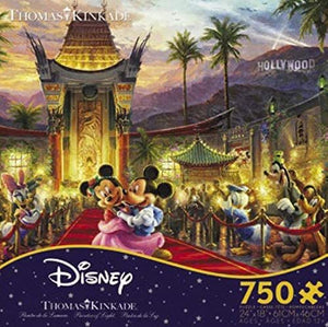 Ceaco Thomas Kinkade The Disney Collection Mickey and Minnie Hollywood Jigsaw Puzzle, 750 Pieces