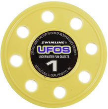 Load image into Gallery viewer, Swimline Set of 6 Purple and Yellow UFO Disc Dive Swimming Pool Game Toys 3.75&quot;