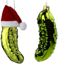 Load image into Gallery viewer, Kurt Adler Traditional Hand Blown Glass Pickle Shaped Ornaments, Set of 2