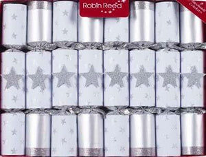Robin Reed Silver Magic Stars Christmas Crackers, Set of 8 (10")