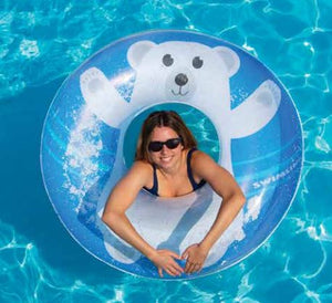 Swimline 40" Inflatable Pool Float 2-Pack: Penguin & Polar Bear Flurry Rings Transparent Snow Effect